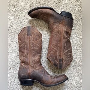 JB Dillon • Tan and Dark Brown Leather Cowgirl Boot